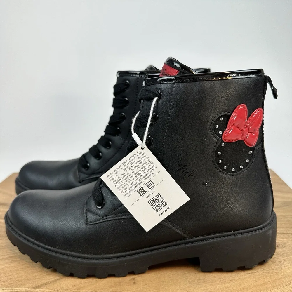 New Girls Geox J.‎ Casey Ankle Boots Disney Minnie Mouse Size EU 38 / 5.5 Y
